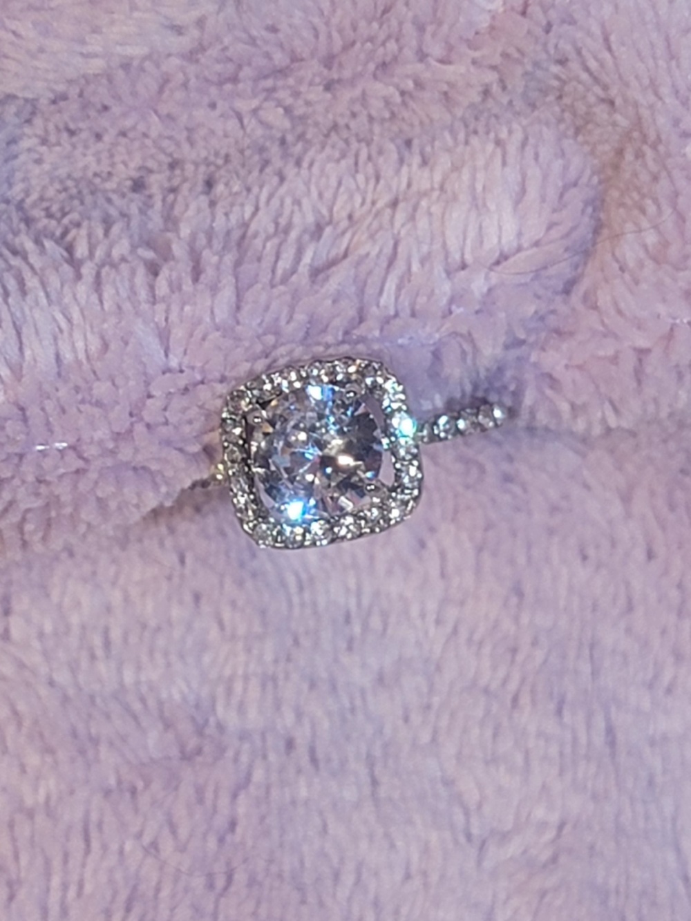 Sparkling Cushion Halo Ring in Silver with Clear Center Stone